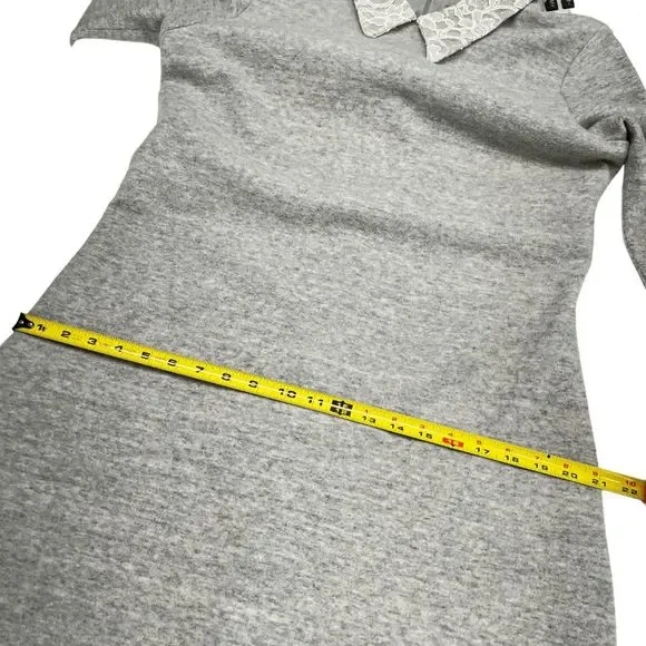 Anthropologie Leonor Silva Etain Dress Gray 3/4 Sleeves Lace Collar Women Large - Picture 14 of 16